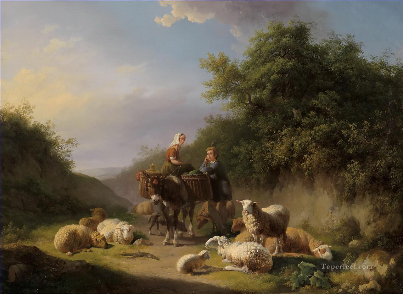 Eugene Verboeckhoven Schafhirte und Hirtin sheep Oil Paintings
